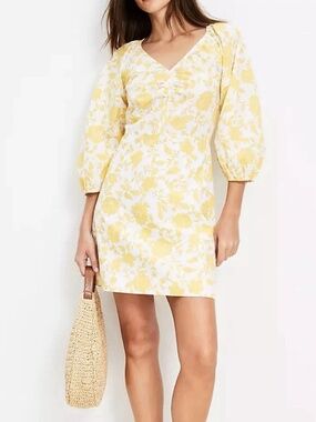 Loft Yellow & White Floral Long Sleeve Mini Dress